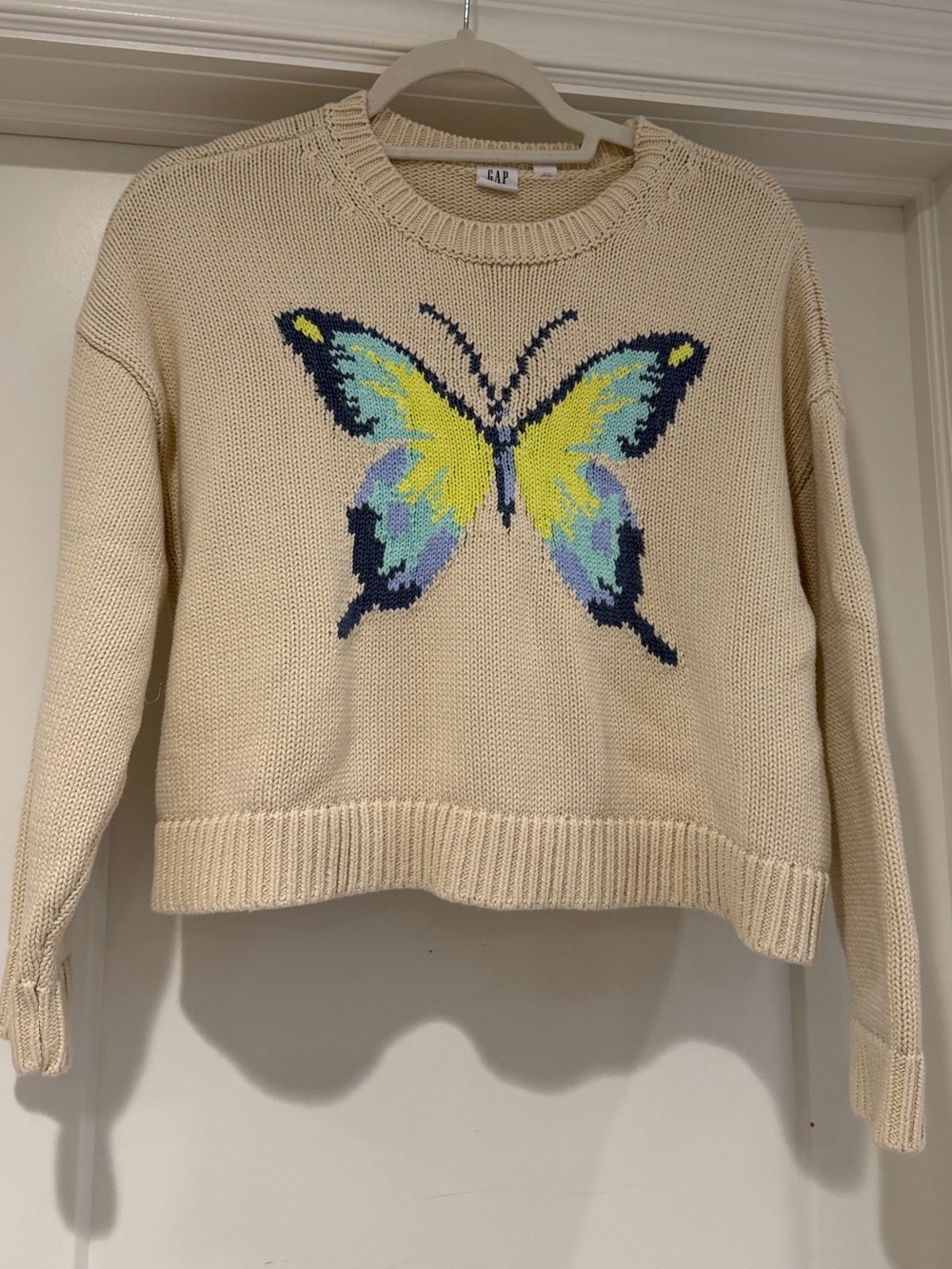 GAP Cream Sweater with Multicolor Butterfly